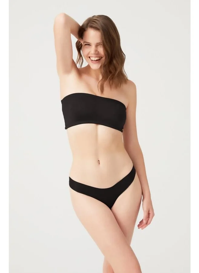 كوتن هيل Black Strapless Crop Top Bustier