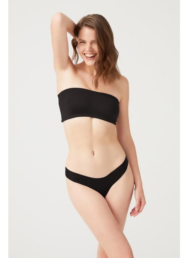 COTTONHILL - Black Strapless Crop Top Bustier - Image 1