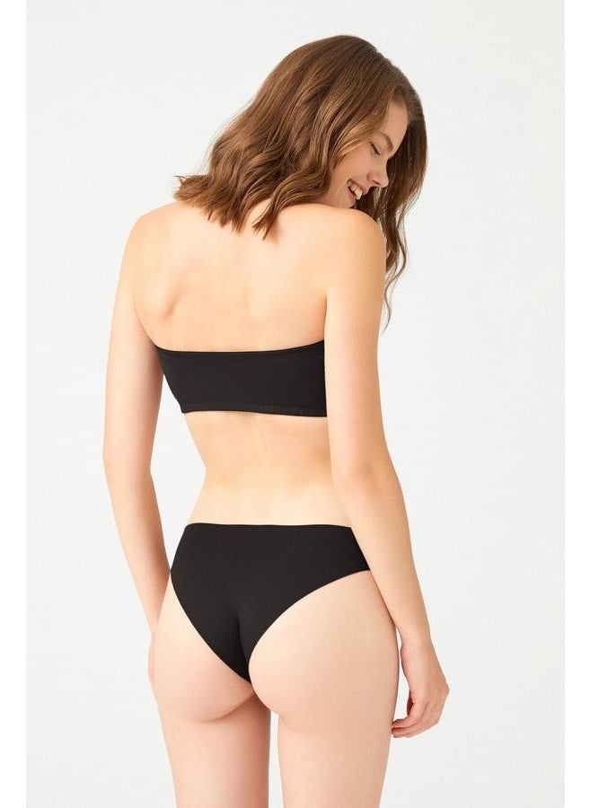COTTONHILL - Black Strapless Crop Top Bustier - Image 1