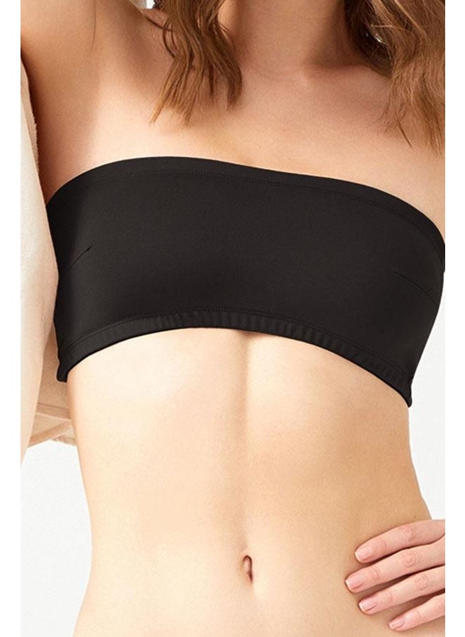 COTTONHILL - Black Strapless Crop Top Bustier - Image 1
