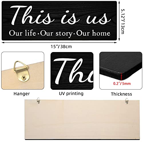 IDATOO 4 PCS Home Wall Decor Signs, Rustic Wooden Living Room Hanging Decorations with Quotes THIS IS US/TOGETHER/BLESS THIS/FAMILY, Housewarming Gifts for Wedding Kitchen - Image 2
