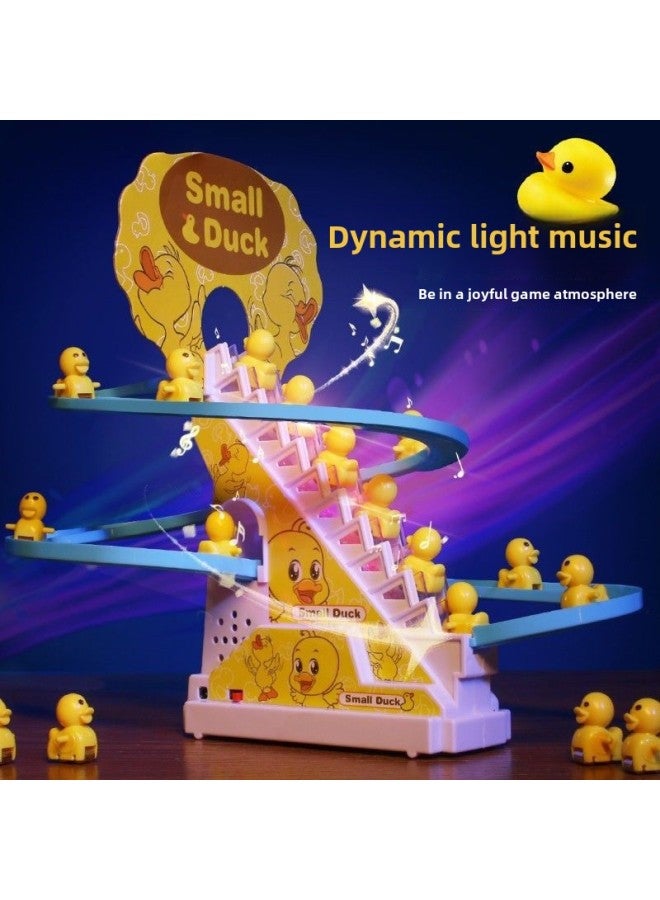 Children's Little Yellow Duck Climbing Stairs Educational Electric Track One Year Old Girl Boy Baby Toy Slide-Colour: Little Yellow Duck Climbing Stairs 1 Sound Effect  Comes With Ordinary Battery + Screwdriver  - Image 2