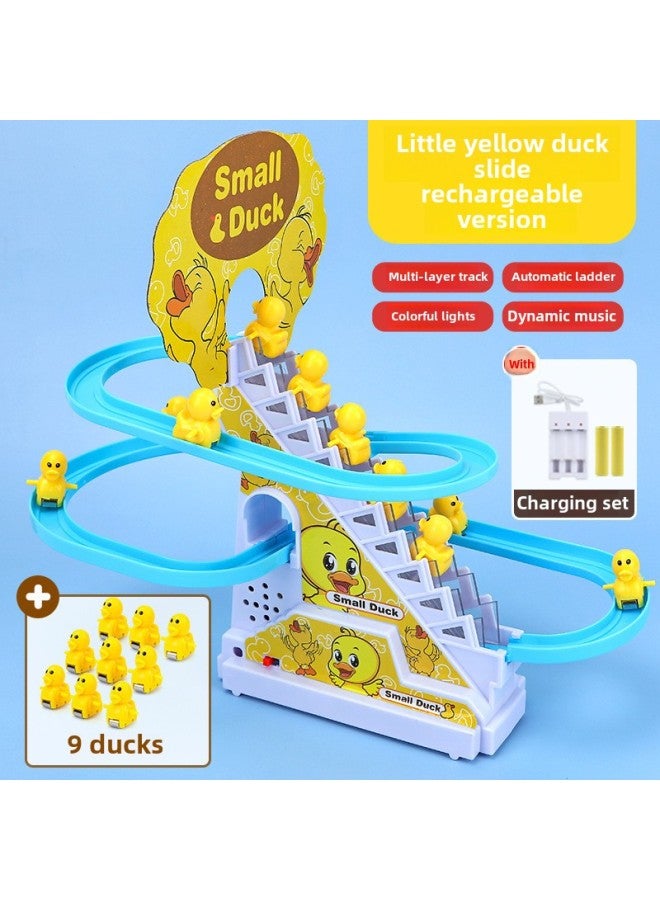 Children's Little Yellow Duck Climbing Stairs Educational Electric Track One Year Old Girl Boy Baby Toy Slide-Colour: Little Yellow Duck Climbing Stairs 1 Sound Effect  Comes With Ordinary Battery + Screwdriver  - Image 1