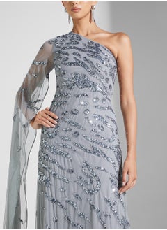 Amelia Rose Embellished One Shoulder  Dress  - Image 3