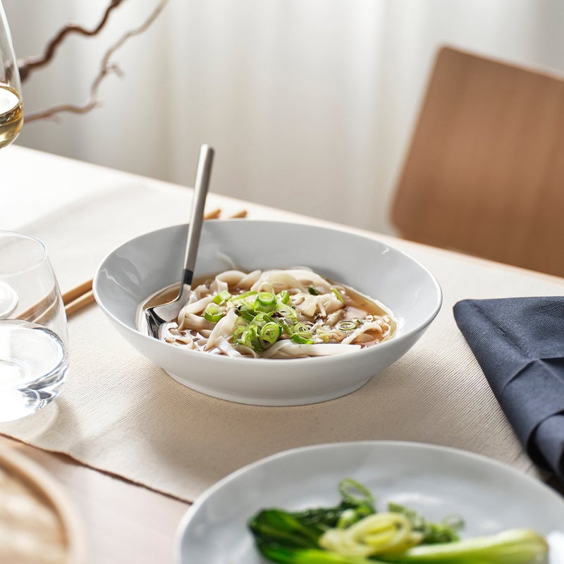 Baitique Deep Plate / Pasta Bowl, Porcelain, Tactile Handcrafted Look, White, 21x19 cm - Image 2