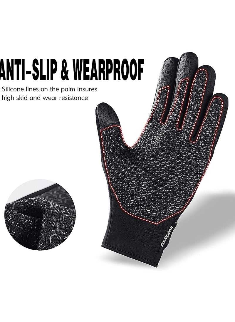 SYOSI Cycling Gloves Bicycling Gloves Anti Slip Shock Absorbing Men Women Winter Cycling Gloves Three Fingers Touch Screen Fleece Windproof Waterproof Warm Outdoors Sport Gloves  - Image 3