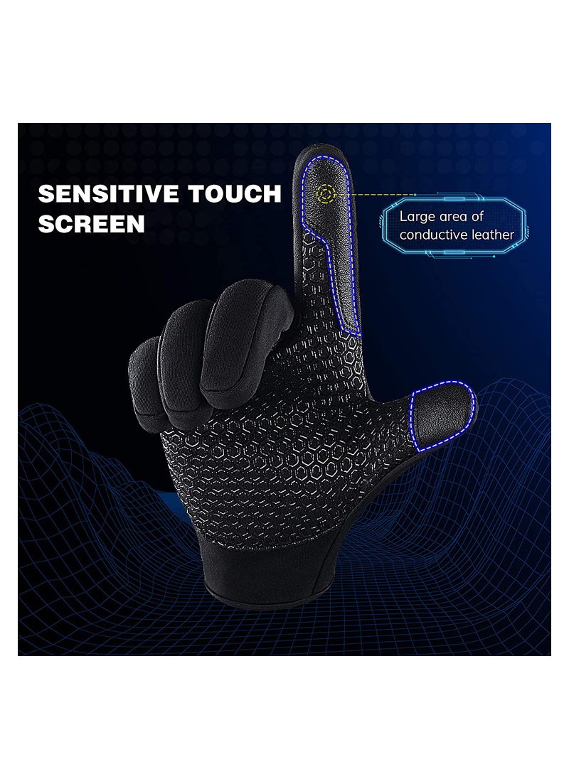 SYOSI Cycling Gloves Bicycling Gloves Anti Slip Shock Absorbing Men Women Winter Cycling Gloves Three Fingers Touch Screen Fleece Windproof Waterproof Warm Outdoors Sport Gloves  - Image 4
