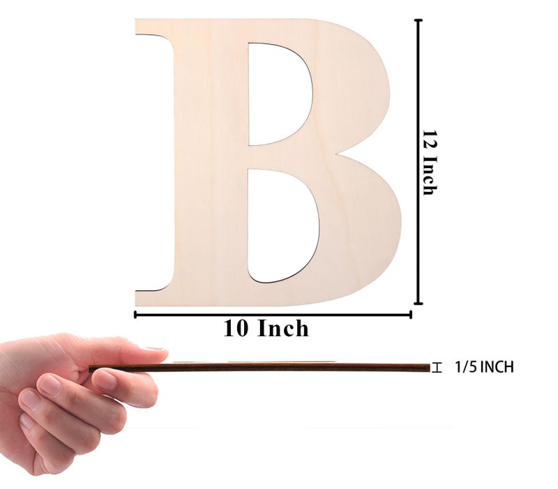 KOOCHOICE 12 Inch Wooden Letter, Wood Letters for Wall Decor, 1/5 INCH Blank Unfinished Wooden Letters for Home Wall Decor DIY Painting Crafts(Letter B) - Image 2