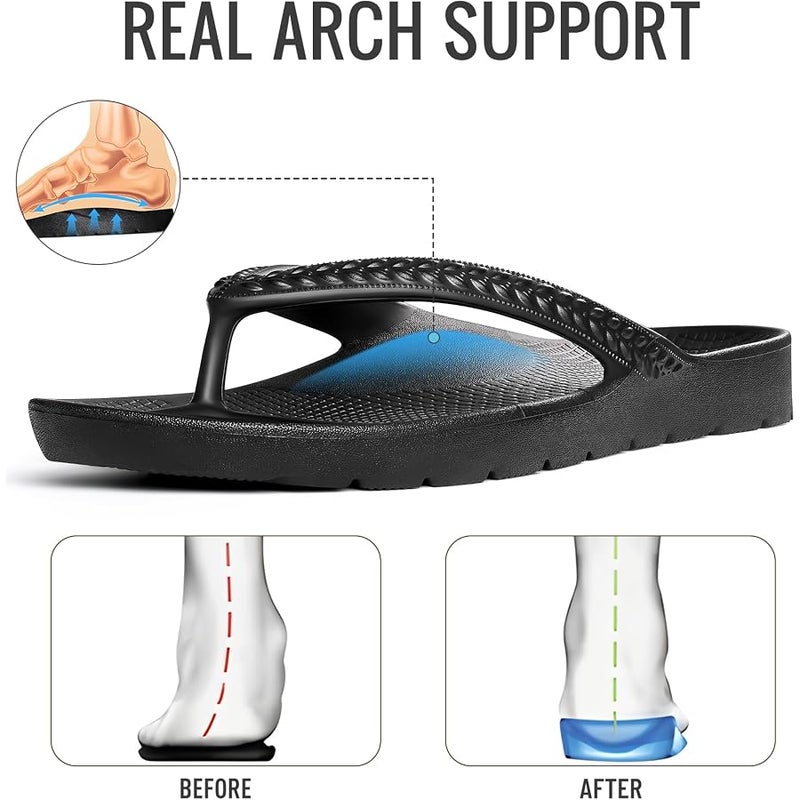 KIDMI Arch Support Flip Flops for Womens Comfortable Orthopedic Sandals for Plantar Fasciitis Beach Thong Slides - Image 4