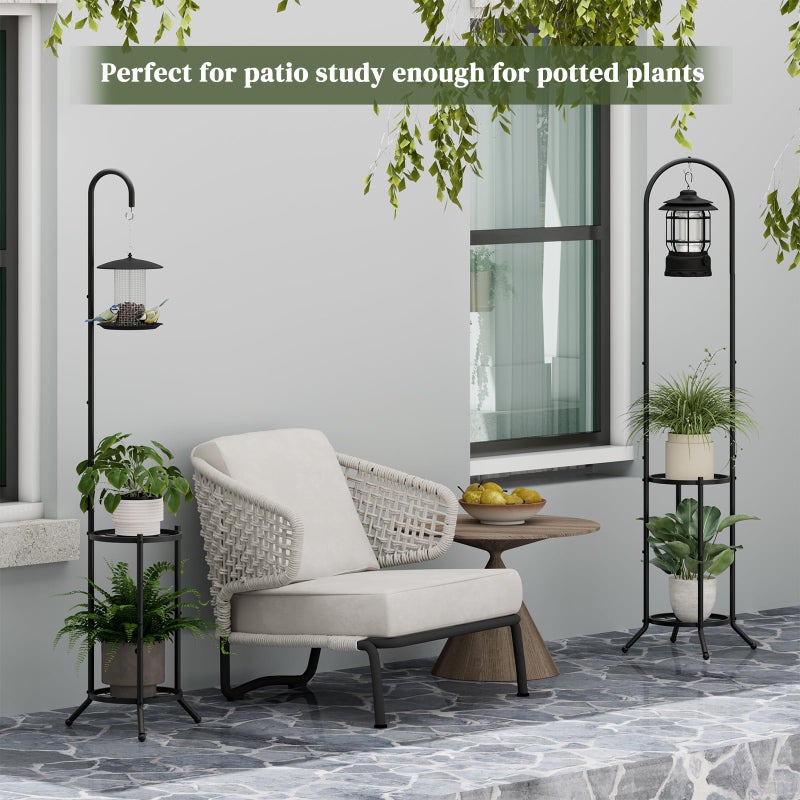 PULIJIAJU 2-tier Hanging Plant Stand Indoor and Outdoor, Space-Saving Iron Plant Shelf, 3 Potted Flower Pot Stand ,Planter Holder for Bedroom Balcony Living Room Patio Garden( n-style) - Image 3