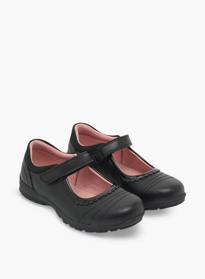JUNIORS Girls Hook & Loop Mary Jane School Shoes - Image 1