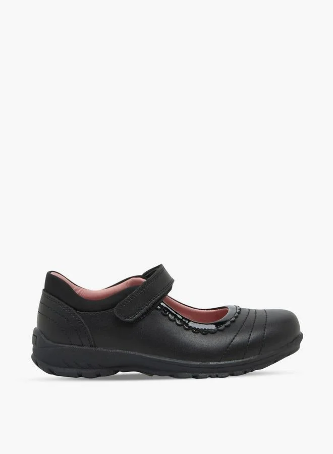 جونيورز Girls Hook & Loop Mary Jane School Shoes