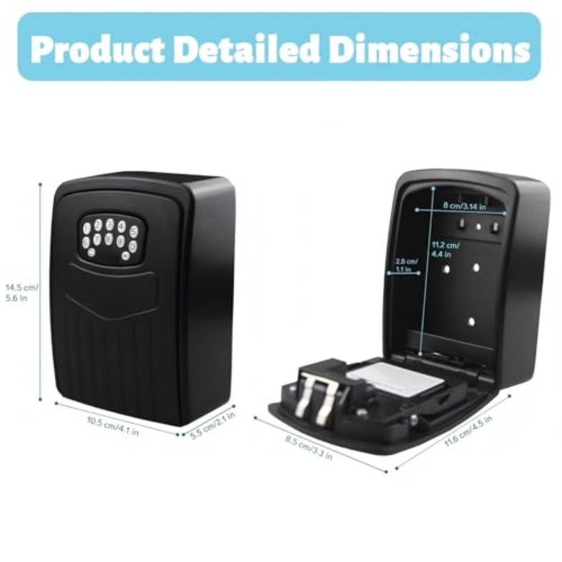 Smart Bluetooth Key Lock Box with Remote App Code Access, Resettable 6-Digit Combination, Large Secure Key Storage for 5 Keys, No WiFi Needed, Works Offline, Black - Image 2