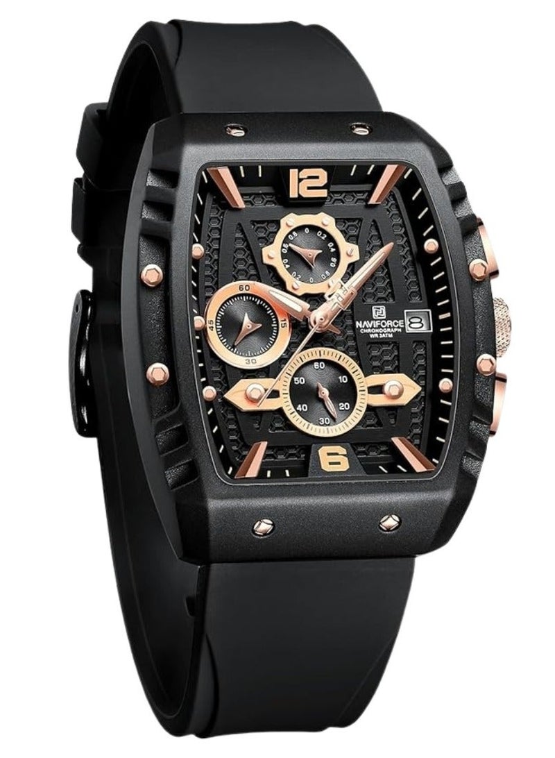 NAVIFORCE Waterproof Chronograph Sport Watch for Men, with Auto Date Quartz Wrist Watch, Colorful Silicone Band NF8025
