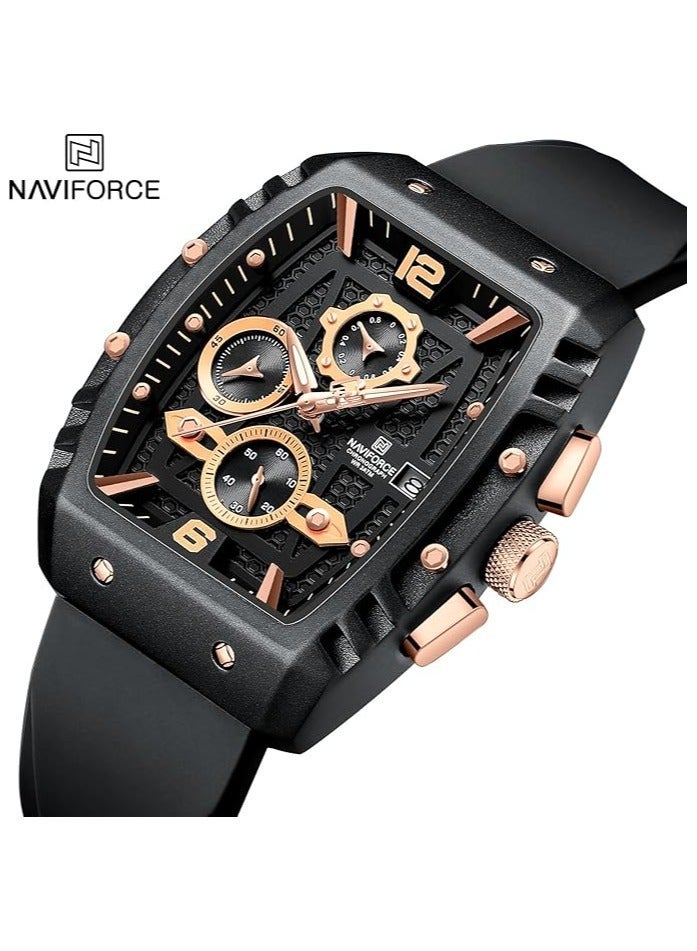 NAVIFORCE Waterproof Chronograph Sport Watch for Men, with Auto Date Quartz Wrist Watch, Colorful Silicone Band NF8025 - Image 3