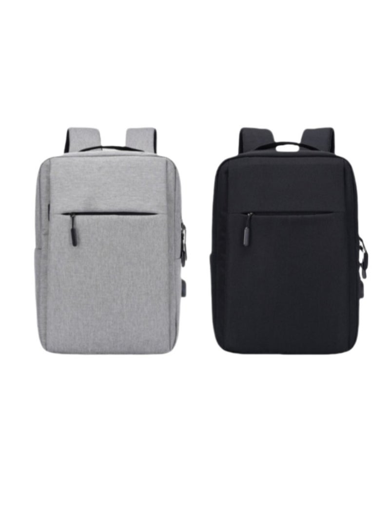 Black 15-inch durable waterproof business laptop backpack Computer layer with USB charging port - Image 2