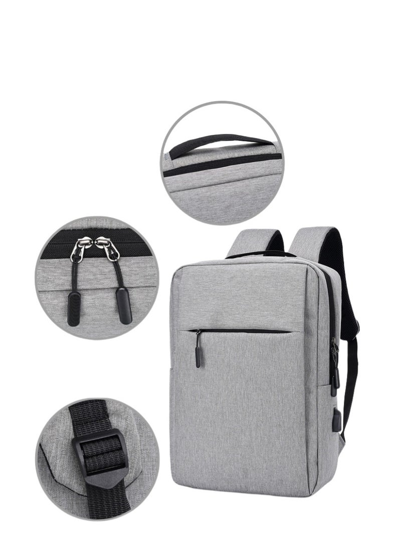 Black 15-inch durable waterproof business laptop backpack Computer layer with USB charging port - Image 5