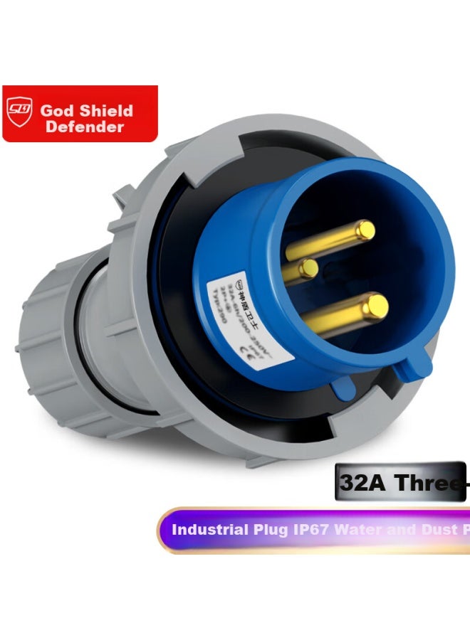 Sdws Industrial Plug Connector, 32a Three-phase Power, 3-pin Ip67 Waterproof, For Computer Room Pdu Power Cables, Special Aviation Socket Coupler, Male Spc332 - Image 1