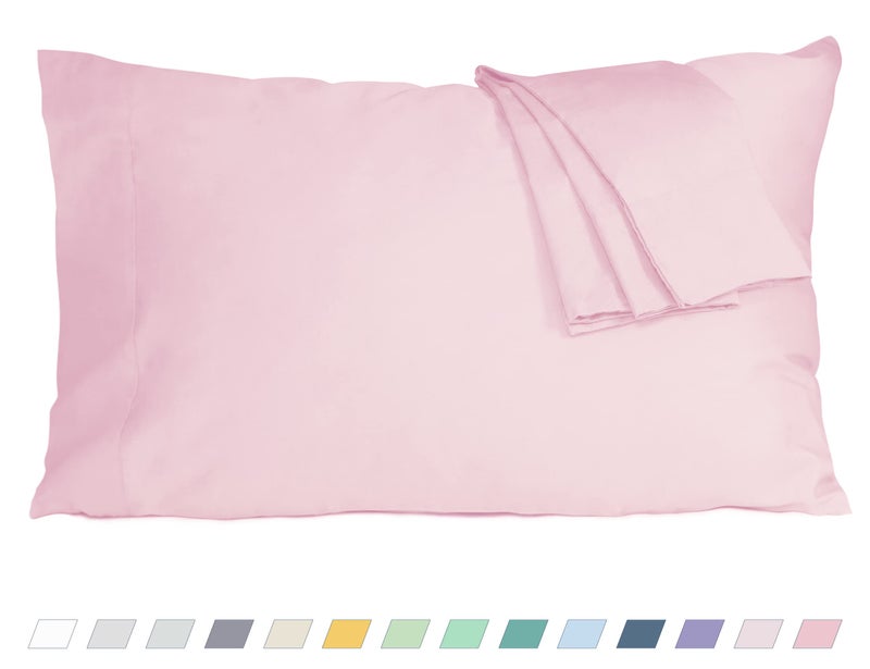HOMTEC Pillow Cases Standard Queen Size Cotton Percale Weave Pillowcases PreShrunk Breathable and Hypoallergenic Pillowcases Set of 2 2 Piece StandardQueen 20 Inch x 30 Inch Dark Pink