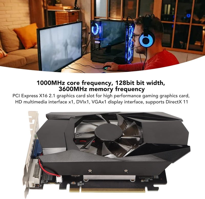 كلاراكو بطاقة رسومات HD7670 بسعة 4 جيجابايت GDDR5، 128 بت، تدعم DirectX 11، PCI Express X16 2.1، بطاقة رسومات للألعاب، تردد أساسي 1000 ميجاهرتز، ضوضاء منخفضة لأجهزة الكمبيوتر - Image 2