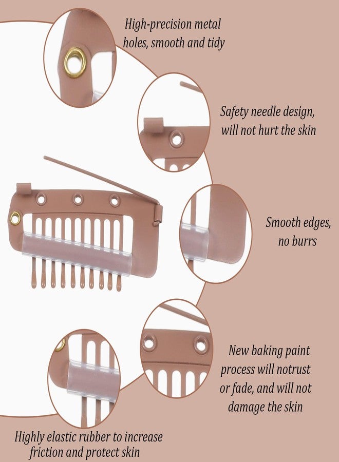 Qulkws 12 PCS Chunni Clips with Safety Pins, 3 Colors Invisible Strong Wig Combs, Multifunction10-Teeth Snap Clips for Wig Headscarf Hair Extension, Color 2 - Image 2