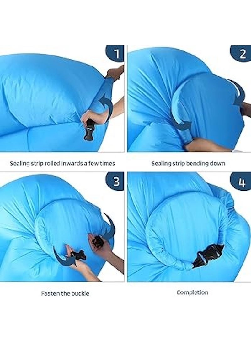 Huitich Portable Inflatable Air Sofa for Outdoor Camping, Travel & Beach Lounging – Blue  - Image 2