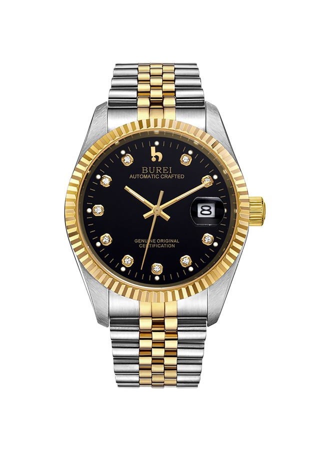 BUREI Men's Luxury Automatic Watch Fashion Waterproof Mechanical Watch, Adjustable Stainless Steel Two Tone Strap,Gift for Men, Gold black, Fashionable, classic, multifunctional, easy to read, elegant - Image 1