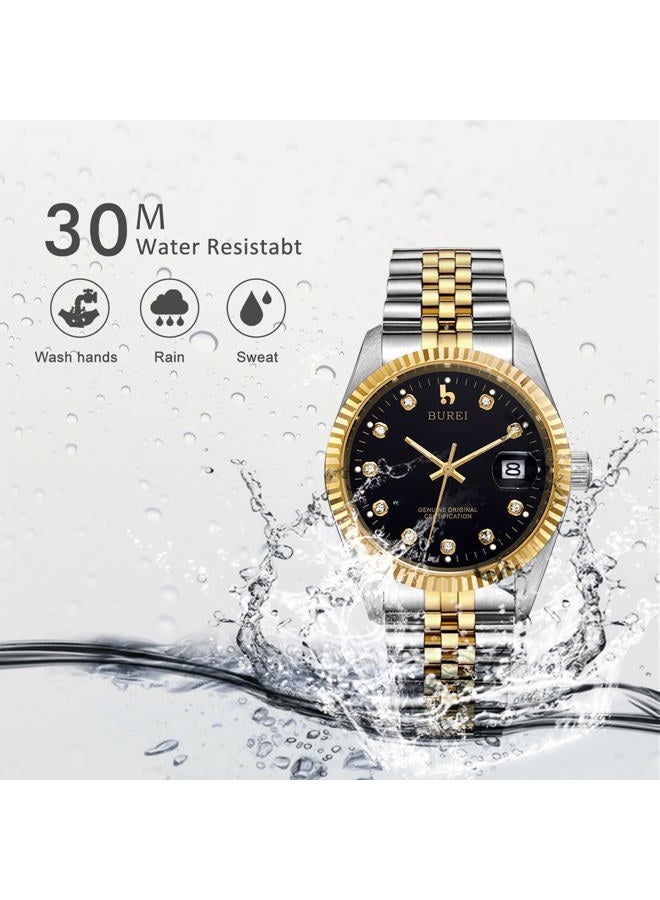 BUREI Men's Luxury Automatic Watch Fashion Waterproof Mechanical Watch, Adjustable Stainless Steel Two Tone Strap,Gift for Men, Gold black, Fashionable, classic, multifunctional, easy to read, elegant - Image 5