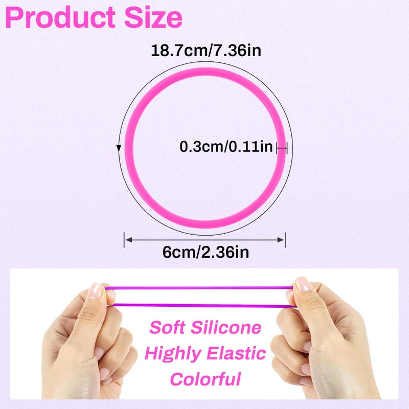 RAQEHO Hair Ties Jelly Bracelets - 80s Outfit Accessories for Women, Elastic Silicone Band for Hair and Wrist, Glow in the Dark, Neon Party Supplies, 30PCS, 6 Colors - Image 2