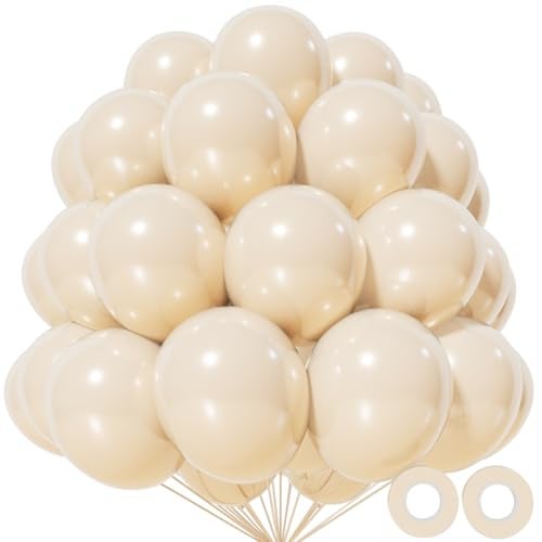 KAWKALSH Sand White Balloon 12 Inch 110pcs Latex Party Balloons Helium Bright Color for Birthday Baby Shower Wedding Party Supplies Arch Garland Decoration - Image 1