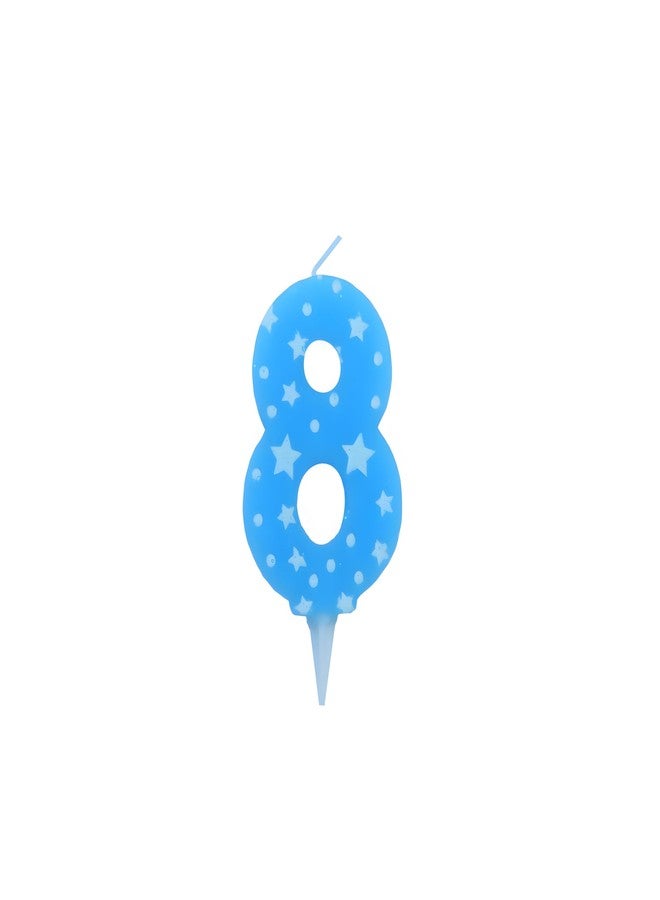 PEPUP Number Candles 8 Year | Birthday/Wedding/Eighth Anniversary Cake Decoration | Star Design | Size : Width 4.3 x Height 6.3 cm - Image 1