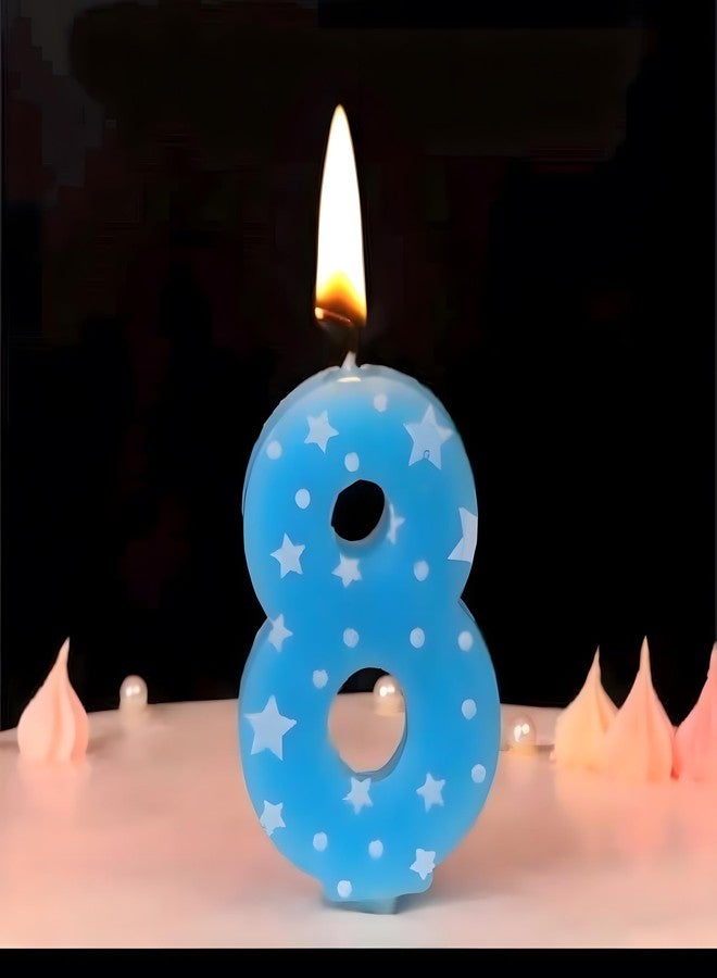 PEPUP Number Candles 8 Year | Birthday/Wedding/Eighth Anniversary Cake Decoration | Star Design | Size : Width 4.3 x Height 6.3 cm - Image 4
