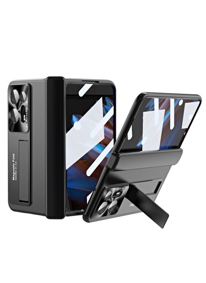 HuHa - Case Cover For OPPO Find N2 Integrated Metal Hinge All-inclusive Phone Case with Holder Black - Image 1