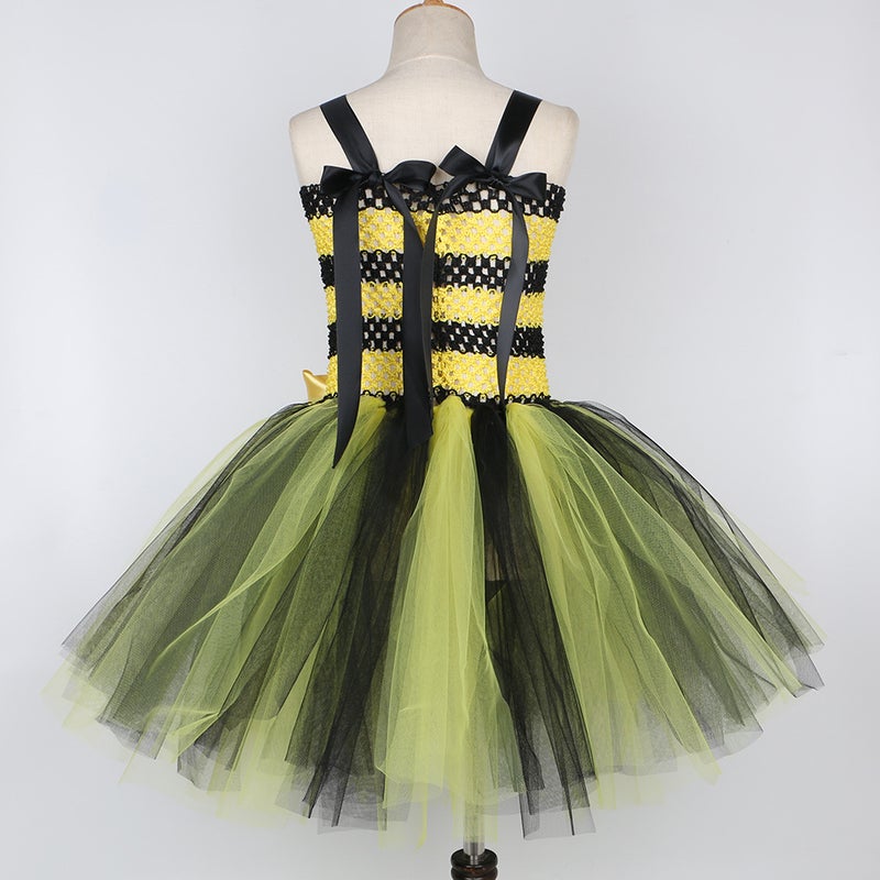 Children'S Dress Striped Bee Suit Girls Mesh Puffy Skirt Queen Bee Playing Clothing - Image 4