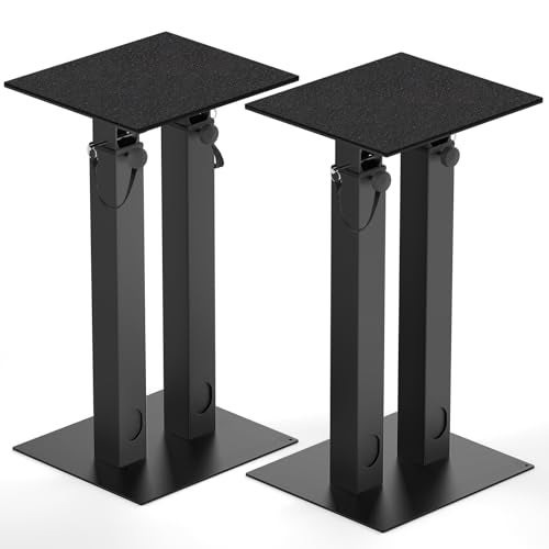 IBVIVIC Universal Speaker Stand Pair Double Tubes Heavy Duty Bookshelf Speaker Stands Support 110lbs 16.7" to 29.3" Height Adjustable Floor Speaker Stand with Non-Slip Pad for Home Theater - Image 1