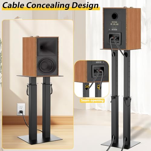 IBVIVIC Universal Speaker Stand Pair Double Tubes Heavy Duty Bookshelf Speaker Stands Support 110lbs 16.7" to 29.3" Height Adjustable Floor Speaker Stand with Non-Slip Pad for Home Theater - Image 3