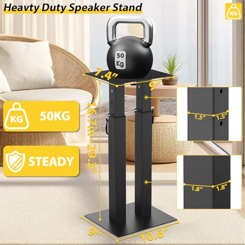 IBVIVIC Universal Speaker Stand Pair Double Tubes Heavy Duty Bookshelf Speaker Stands Support 110lbs 16.7" to 29.3" Height Adjustable Floor Speaker Stand with Non-Slip Pad for Home Theater - Image 2