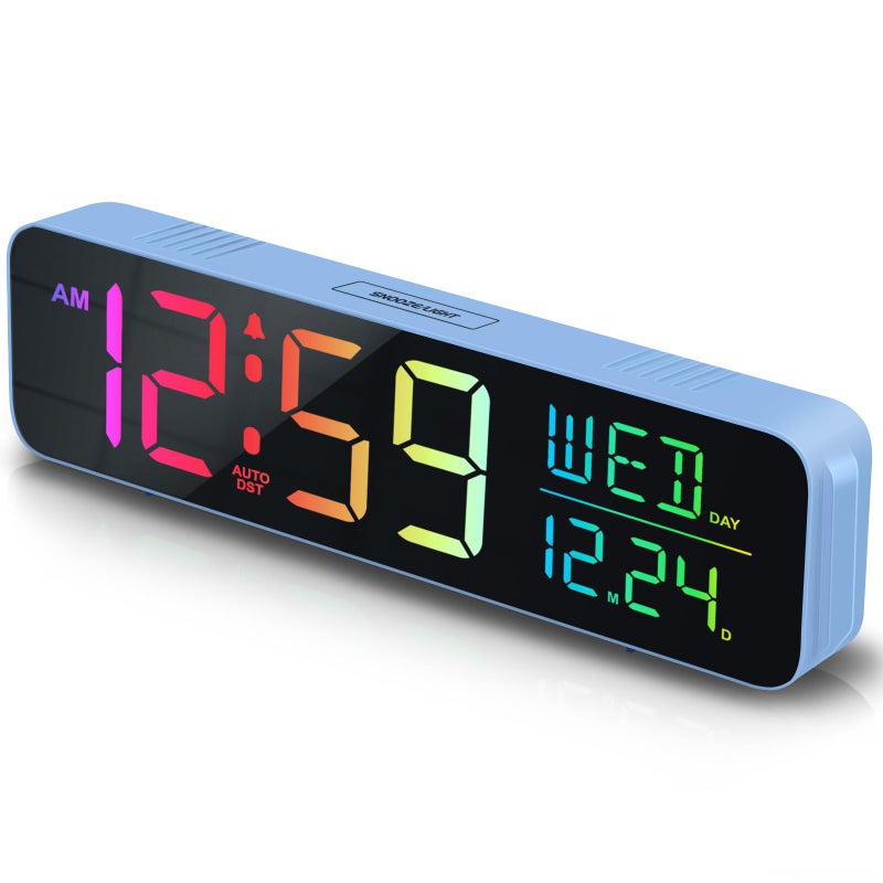Peakeep Loud Digital Alarm Clock Large Display for Bedrooms with Date Day of Week Temp Auto DST Desk Clock Electric Plug in for Living Room Battery Backup USB Port 5 Dimmers