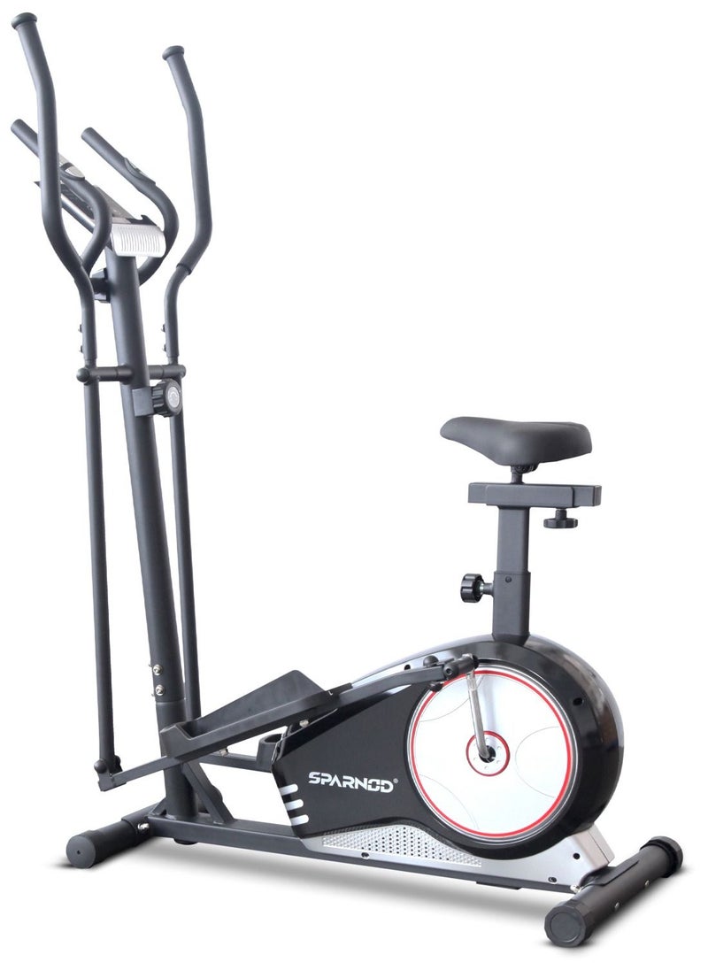 Sparnod Fitness Sparnod Fitness SET-41 مدرب بيضاوي الشكل: دولاب الموازنة 5 كجم، مقاومة مغناطيسية 8 مستويات، شاشة LCD، رؤى معدل ضربات القلب، مقعد قابل للتعديل، عجلات النقل أقصى وزن للمستخدم: 100 كجم  - Image 1