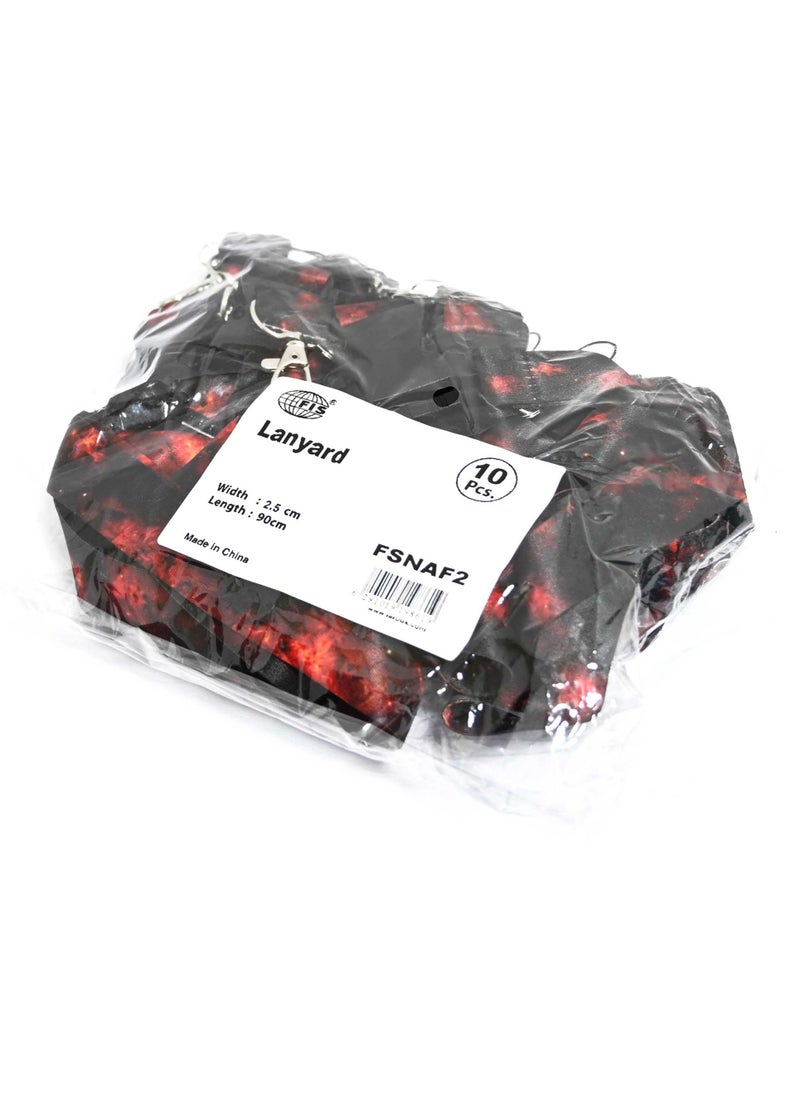 FIS - FIS Bag of 10 Fancy Lanyard With Metal Hook Width:2.5CM, Length:90CM Black/Red Colour -FSNAF2 - Image 1