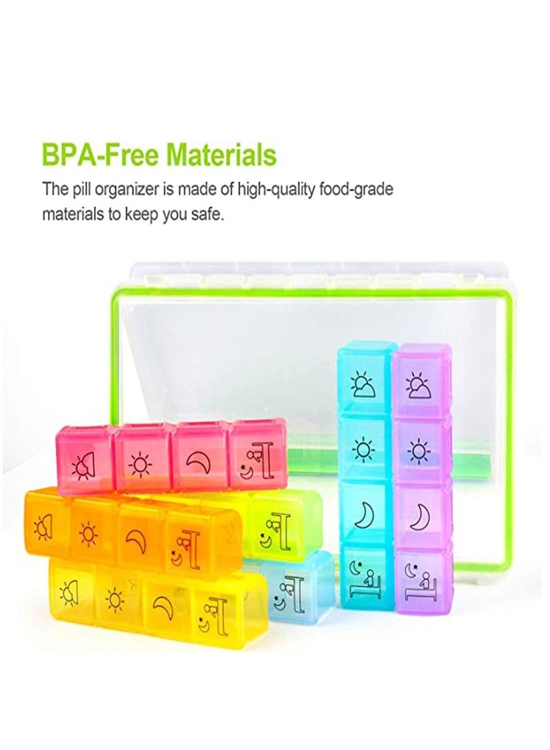 SYOSI Pill Box Organiser 7 Day Pill Dispenser Weekly 3 Times a Day with case for Travel, Vitamin Fish Oil Container Planner BPA Free - Image 2