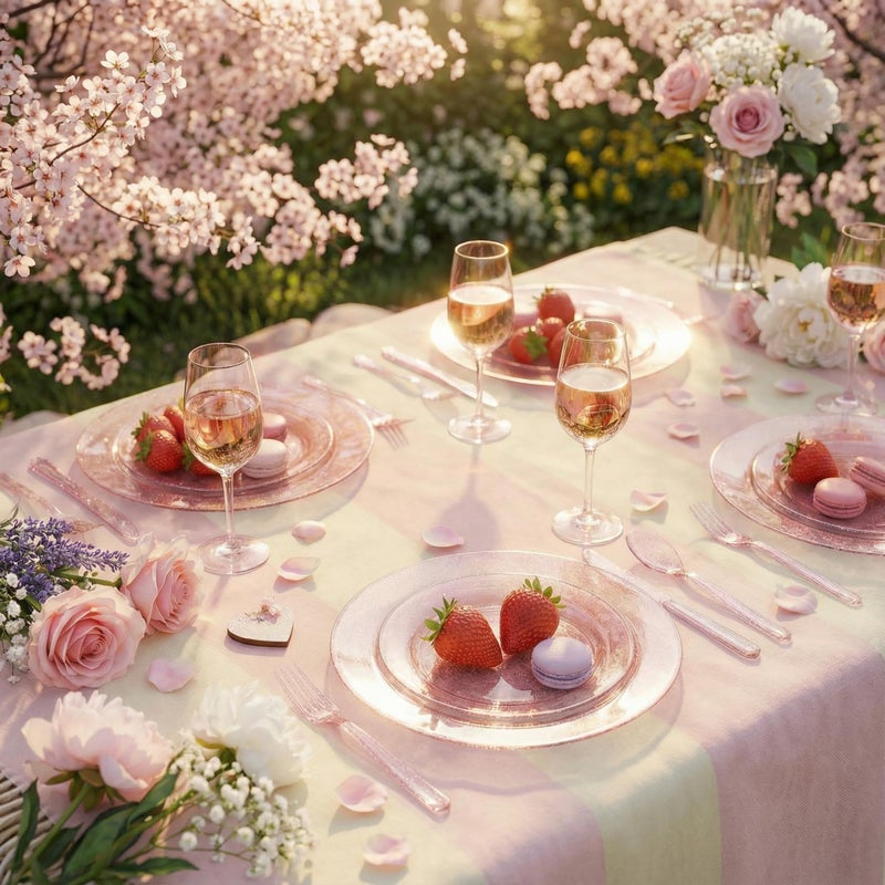 WDF 120pcs Pink Plastic Plates Disposable - Clear Pink Glitter Plates including 60PCS Dinner Plates 10.25inch and 60PCS Salad Plates 7.5inch for Wedding Baby Shower Spring Birthday - Image 5