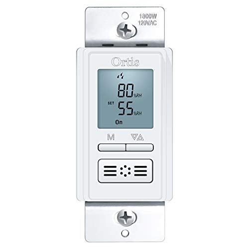 Ortis [New Generation] Humidity Sensor Switch, Ortis in-Wall Bathroom Fan Automated Control Switch, Air Moisture Detection, Neutral Wire Required, White, 120V/220V - Image 1