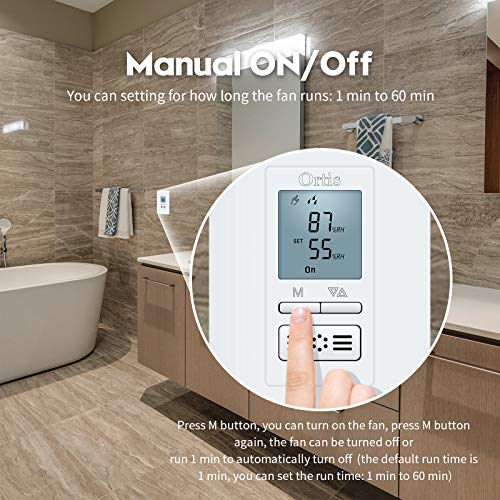 Ortis [New Generation] Humidity Sensor Switch, Ortis in-Wall Bathroom Fan Automated Control Switch, Air Moisture Detection, Neutral Wire Required, White, 120V/220V - Image 4