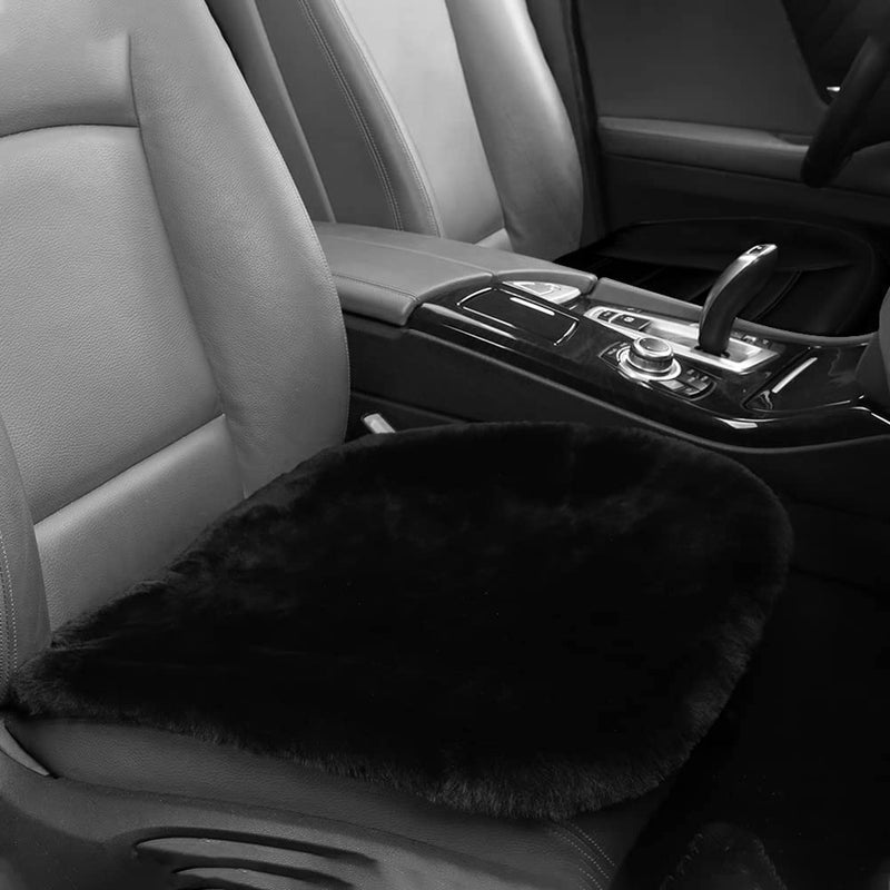 IRIWOOL Genuine Sheepskin Auto Seat Pad Australian Soft Wool Seat Cover Breathable and SweatWicking Comfort Warm Universal Fit192 inch x192 inch Front seat Cushion 1pc Black