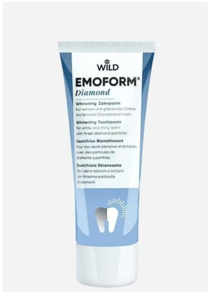 Emoform Diamond Toothpaste, 75g - Gently Cleans and Polishes Teeth with Finest Diamond Particles, Whitening, Low Abrasivity, SLS & Peroxide Free