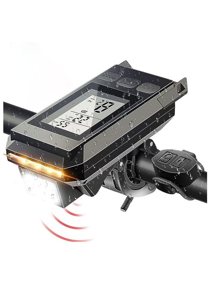 Y&D Bike Headlights with LCD Display Speedometer and Horn USB Rechargeable Bicycle Computer Waterproof LED Flashlight Odometer for Cycling - Image 1