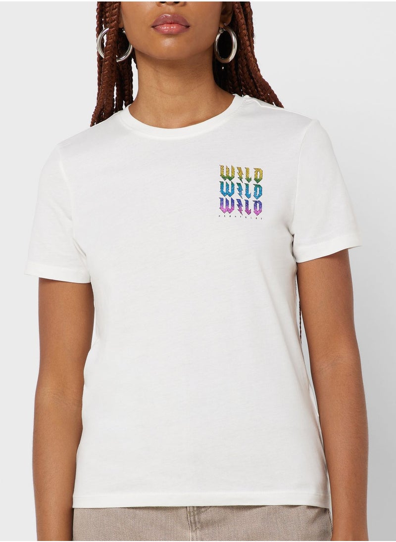 ONLY - Graphic Crew Neck T-Shirt - Image 1