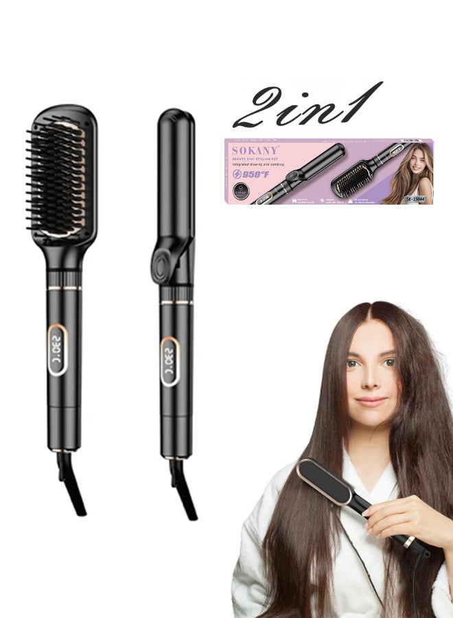 sokany 2-in-1 Hair Dryer Brush & Hair Straightener & Blow Dryer Brush | 950F Fast Drying, Salon-Quality Smoothing for Thick & Curly Hair,SK-15044,Black - Image 5