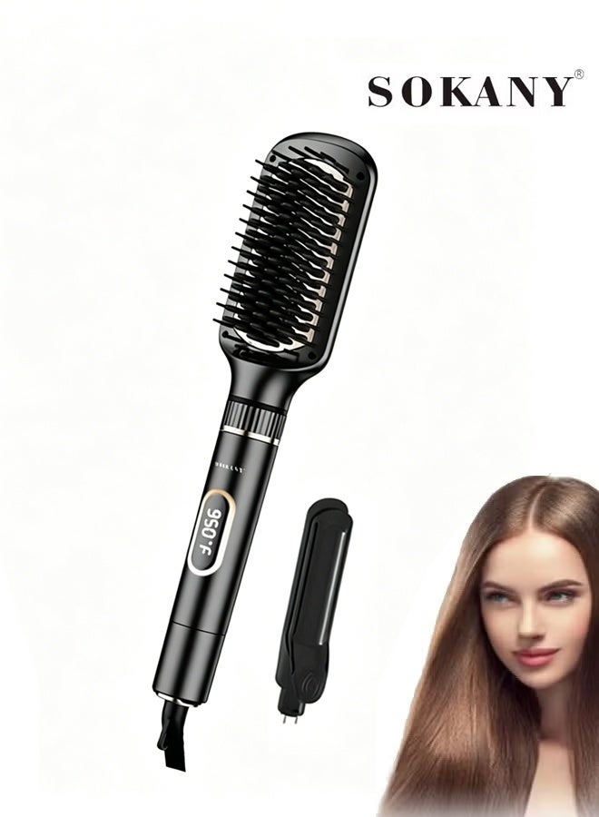 sokany 2-in-1 Hair Dryer Brush & Hair Straightener & Blow Dryer Brush | 950F Fast Drying, Salon-Quality Smoothing for Thick & Curly Hair,SK-15044,Black - Image 1